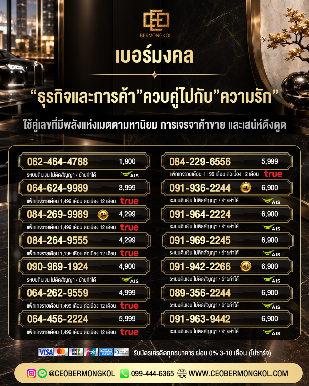 เบอร์มงคล สำหรับธุรกิจการค้า และ ความรัก