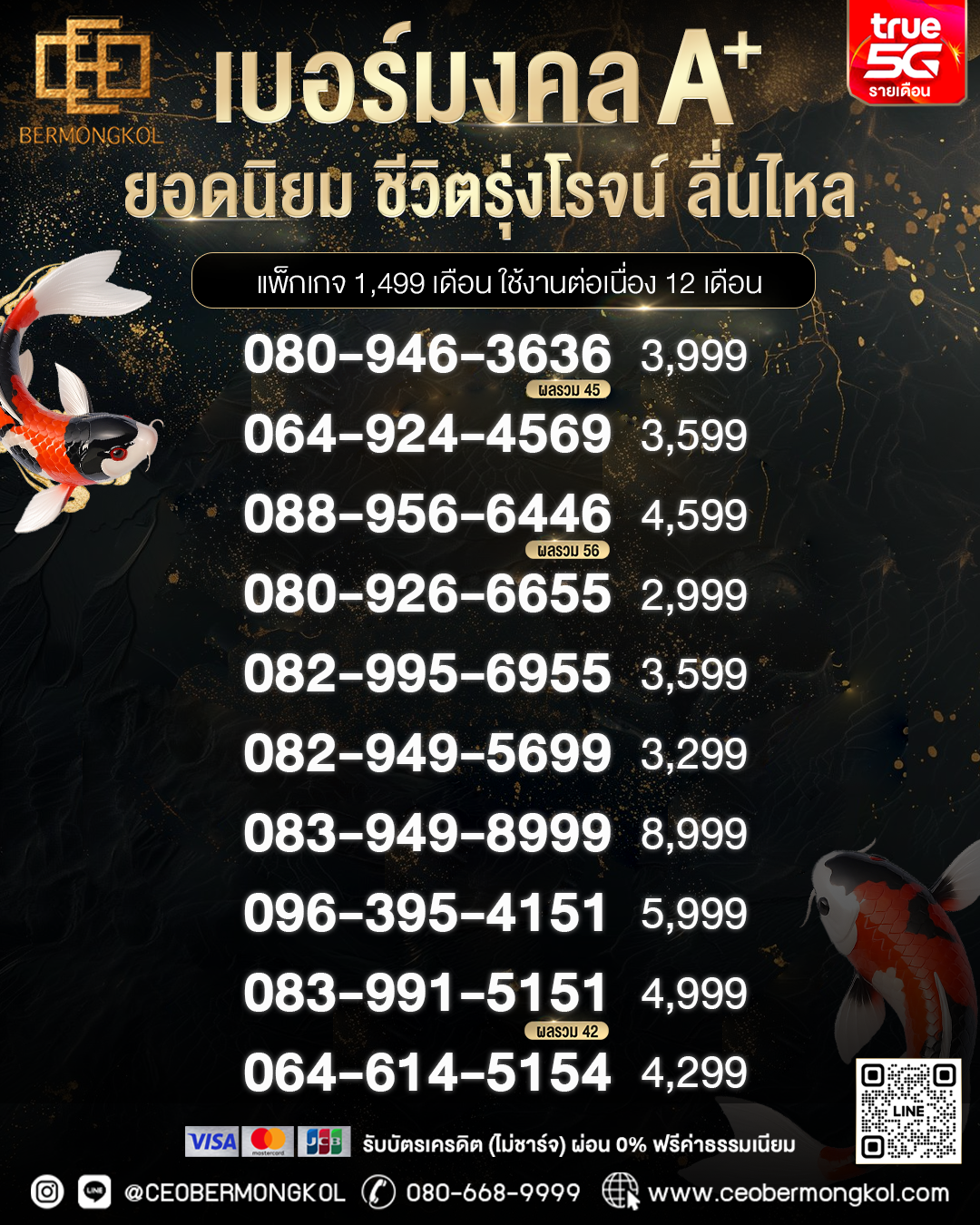 เบอร์มงคล A+ ยอดนิยม ชีวิตรุ่งโรจน์ ลื่นไหล