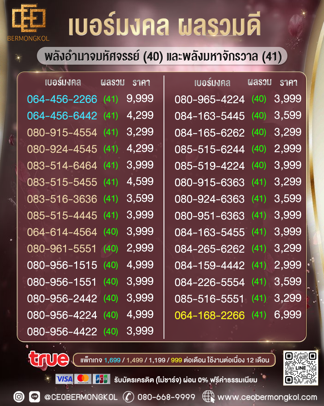 เบอร์มงคล พลังอำนาจมหัศจรรย์ พลังมหาจักรวาล ยอดแห่งรหัสชีวิต พลังความรักความสดชื่น ชีวิตพบกับความสำเร็จ คู่ทรัพย์ คู่โชค